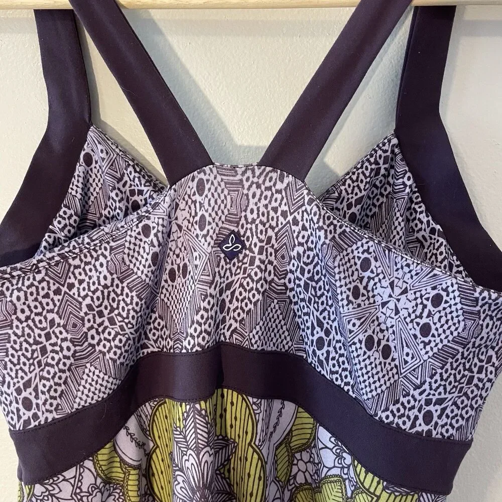 Prana Amaya Active Dress Lupine Scallop Purple/Green Mandala Outdoor Sz S